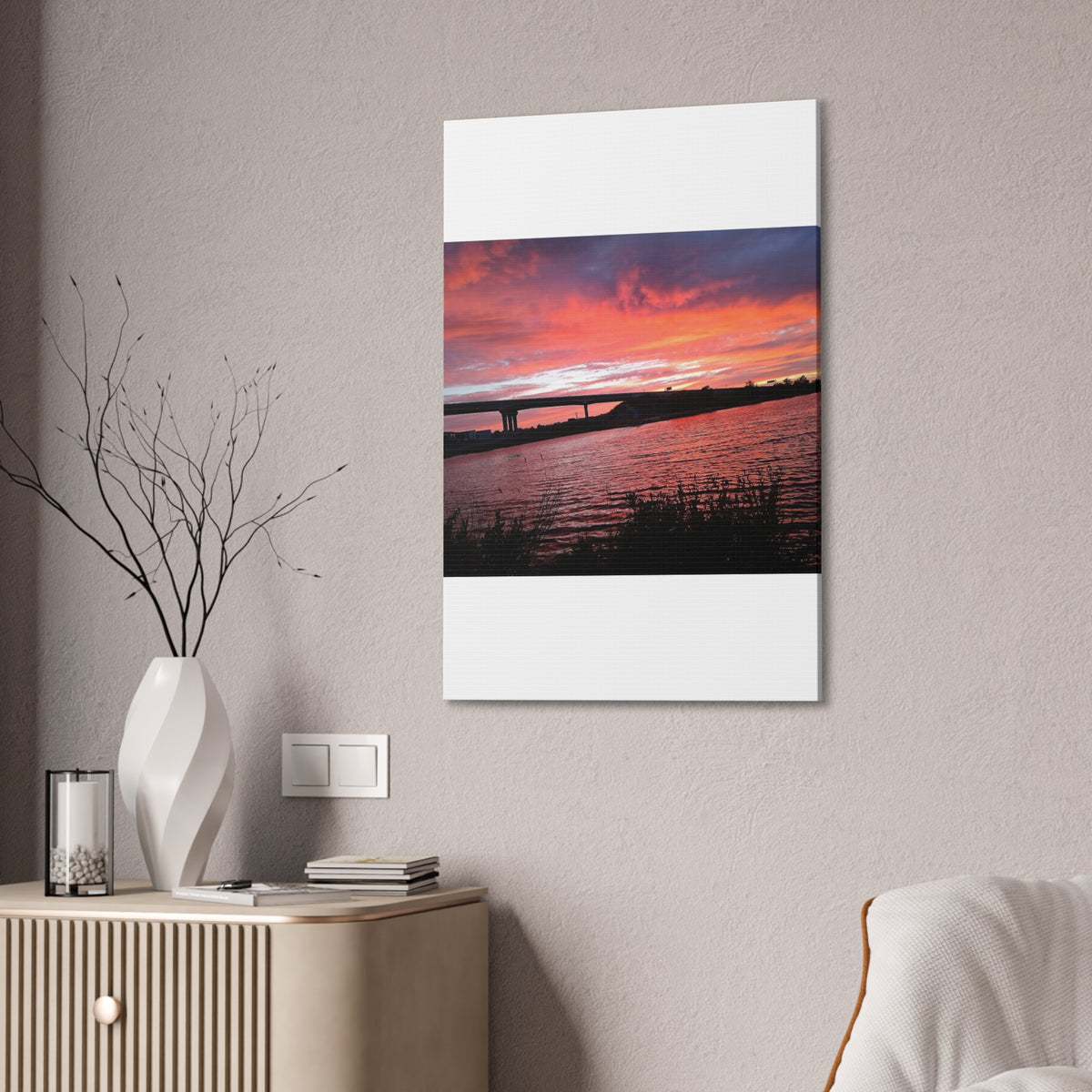 Sunset Bridge — Stretched Canvas Print
