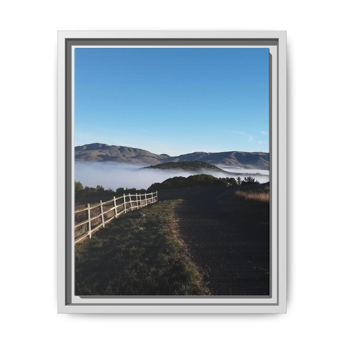 Coastal Fog Path — Framed Matte Canvas Print
