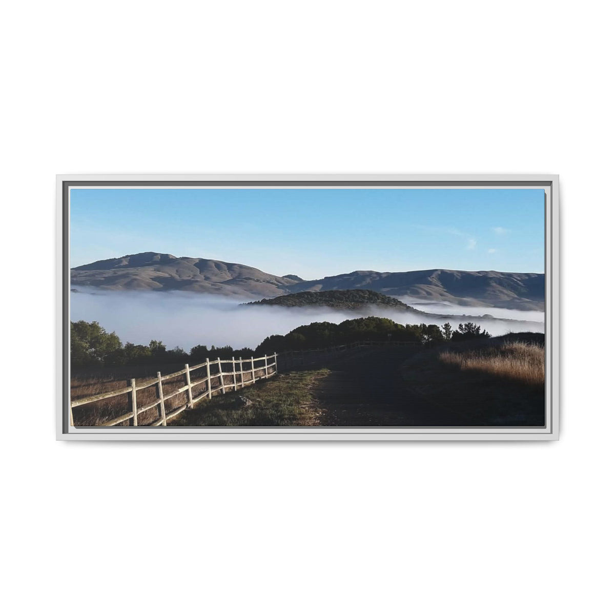 Coastal Fog Path — Framed Matte Canvas Print