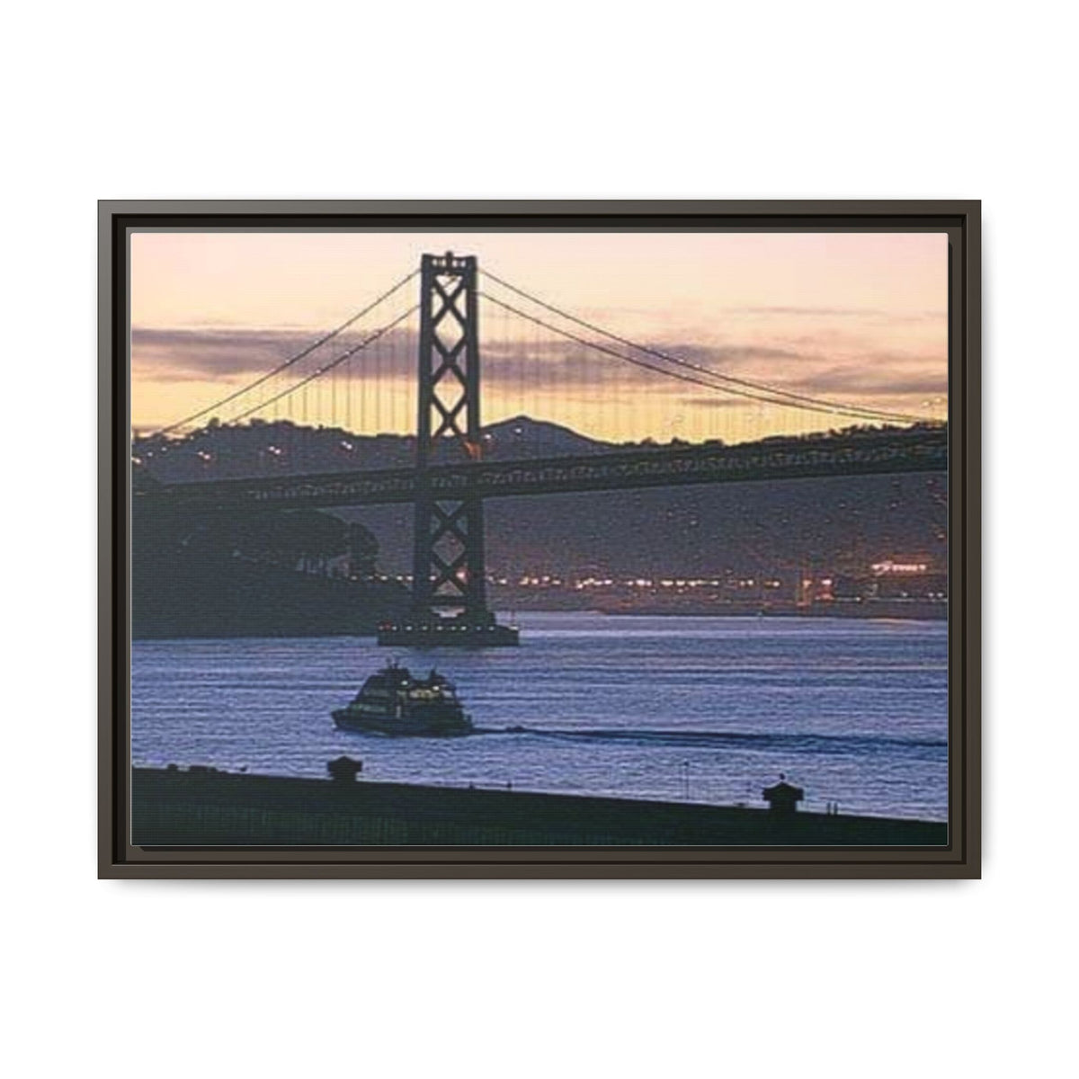 Bay Bridge Sunset — Framed Matte Canvas Print