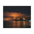 Golden Gate Bridge glowing through golden fog at night, San Francisco canvas print by Jenn Mallow