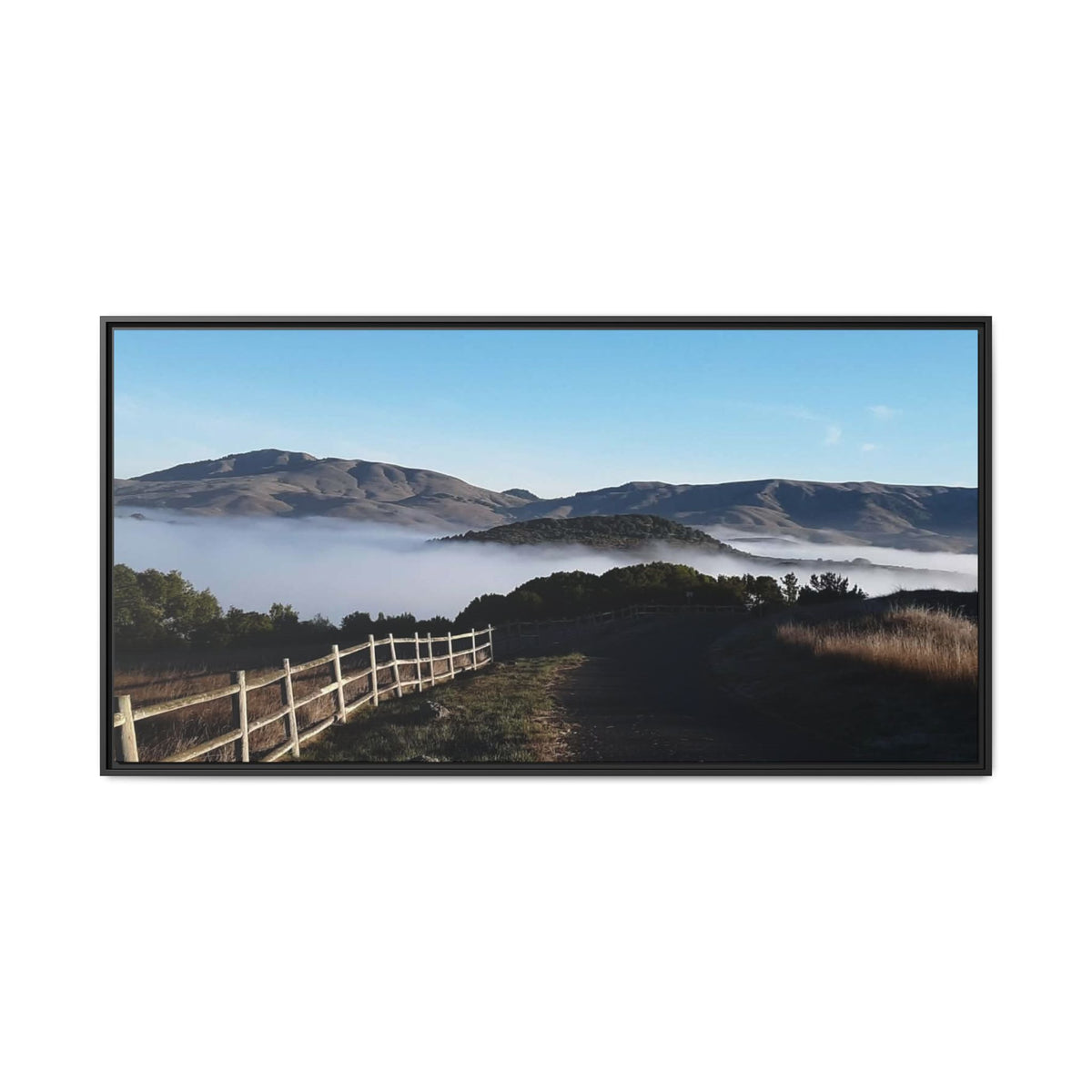 Coastal Fog Path — Framed Matte Canvas Print