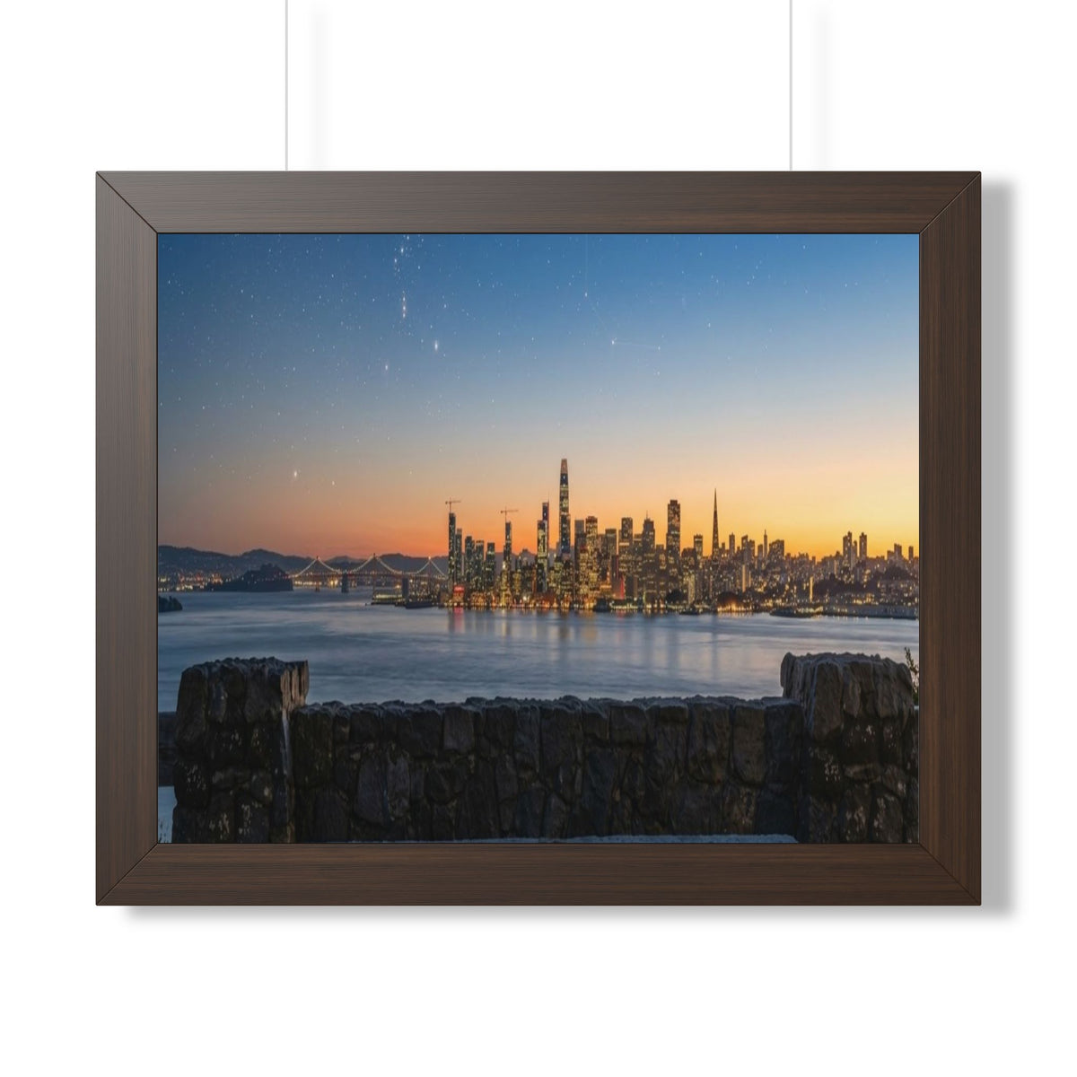 Sunset City Skyline — Framed Photo Poster