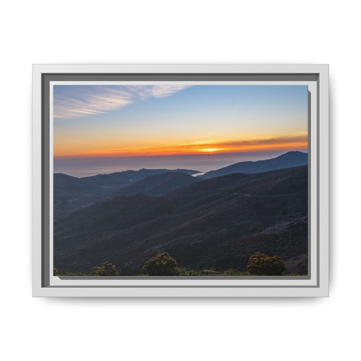 Sunset Mountain — Framed Matte Canvas Print