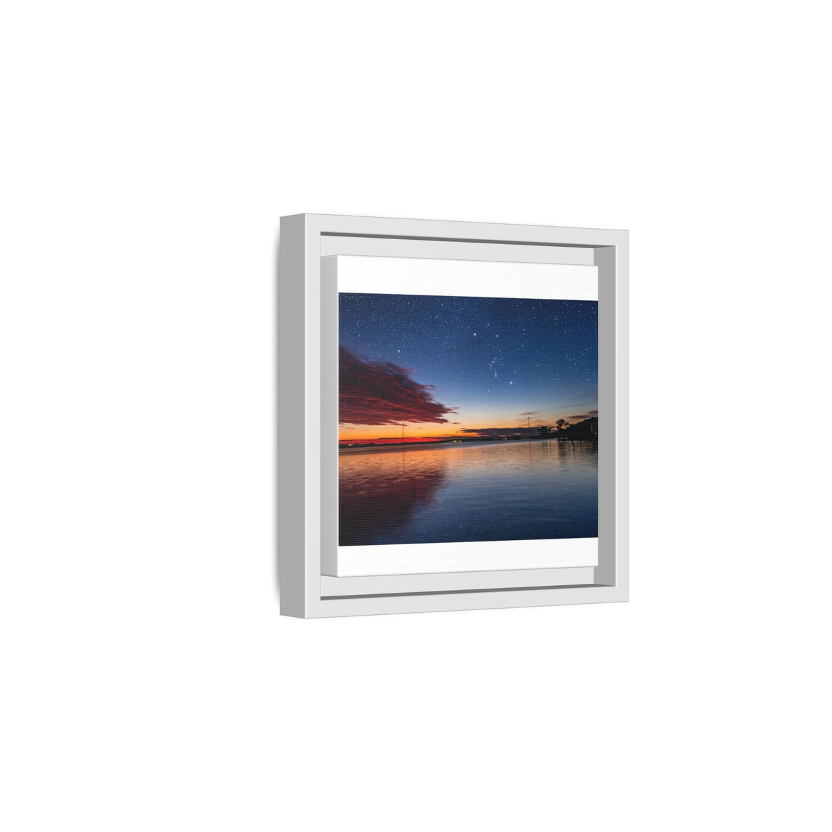 Sunset Lake — Framed Matte Canvas Print