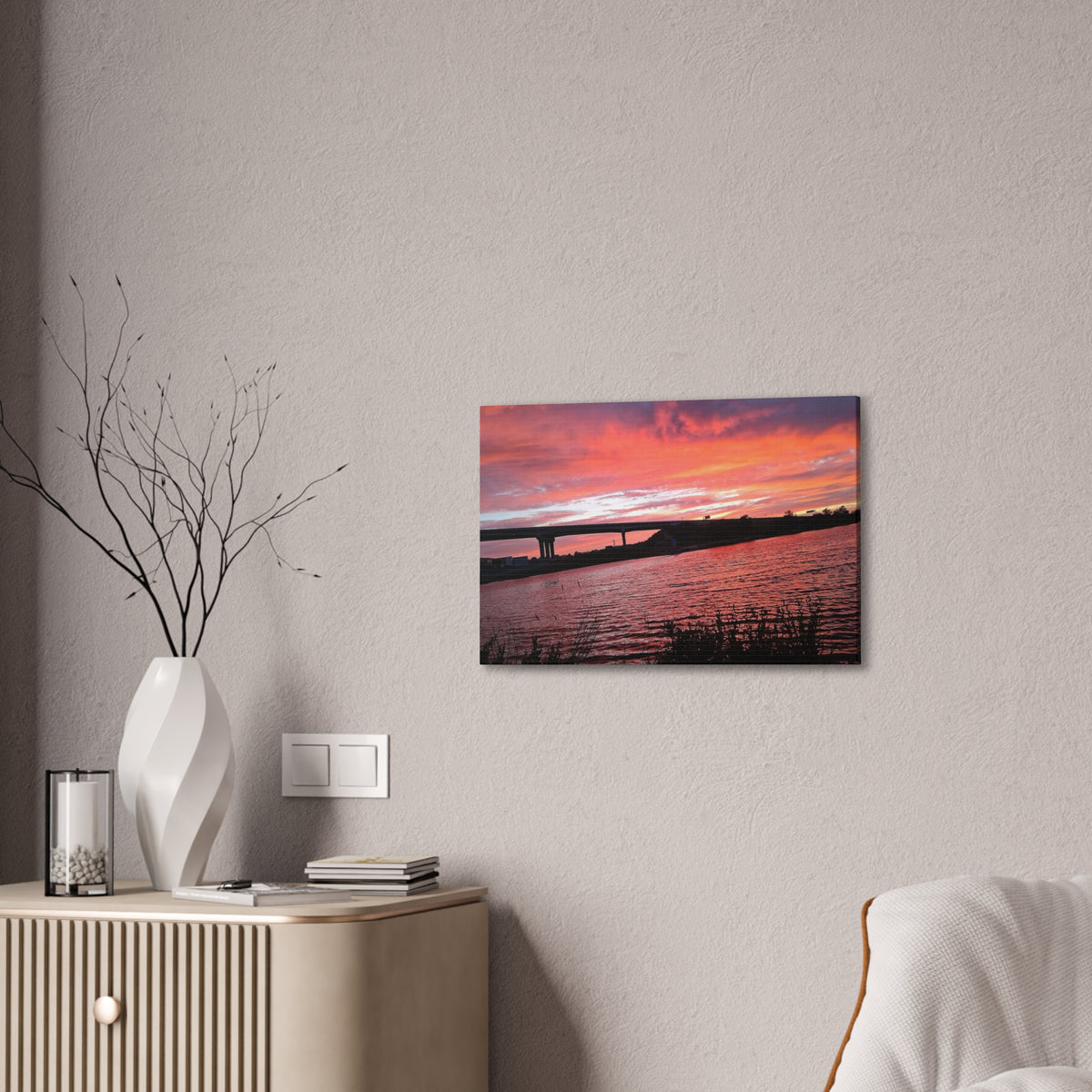 Sunset Bridge — Stretched Canvas Print