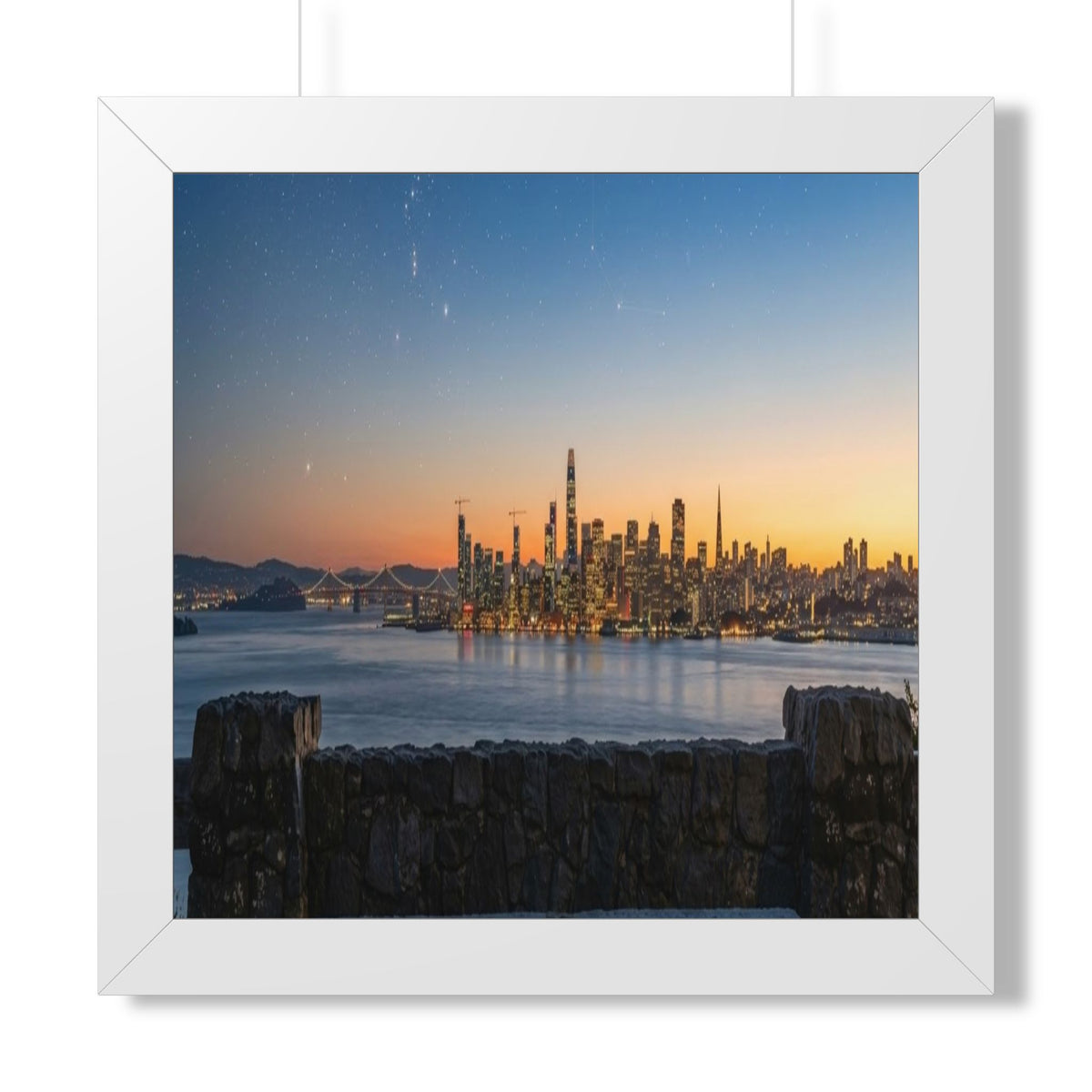 Sunset City Skyline — Framed Photo Poster
