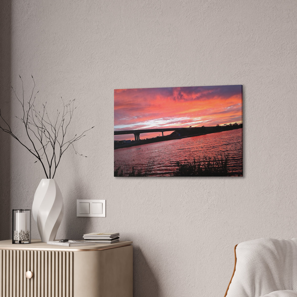 Sunset Bridge — Stretched Canvas Print
