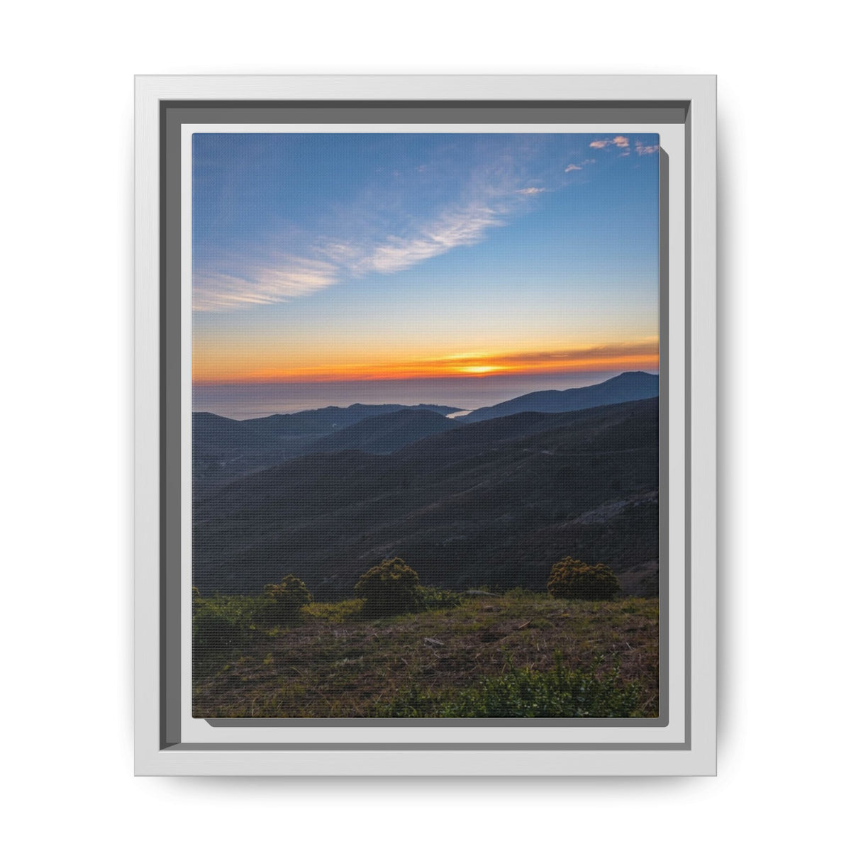 Sunset Mountain — Framed Matte Canvas Print