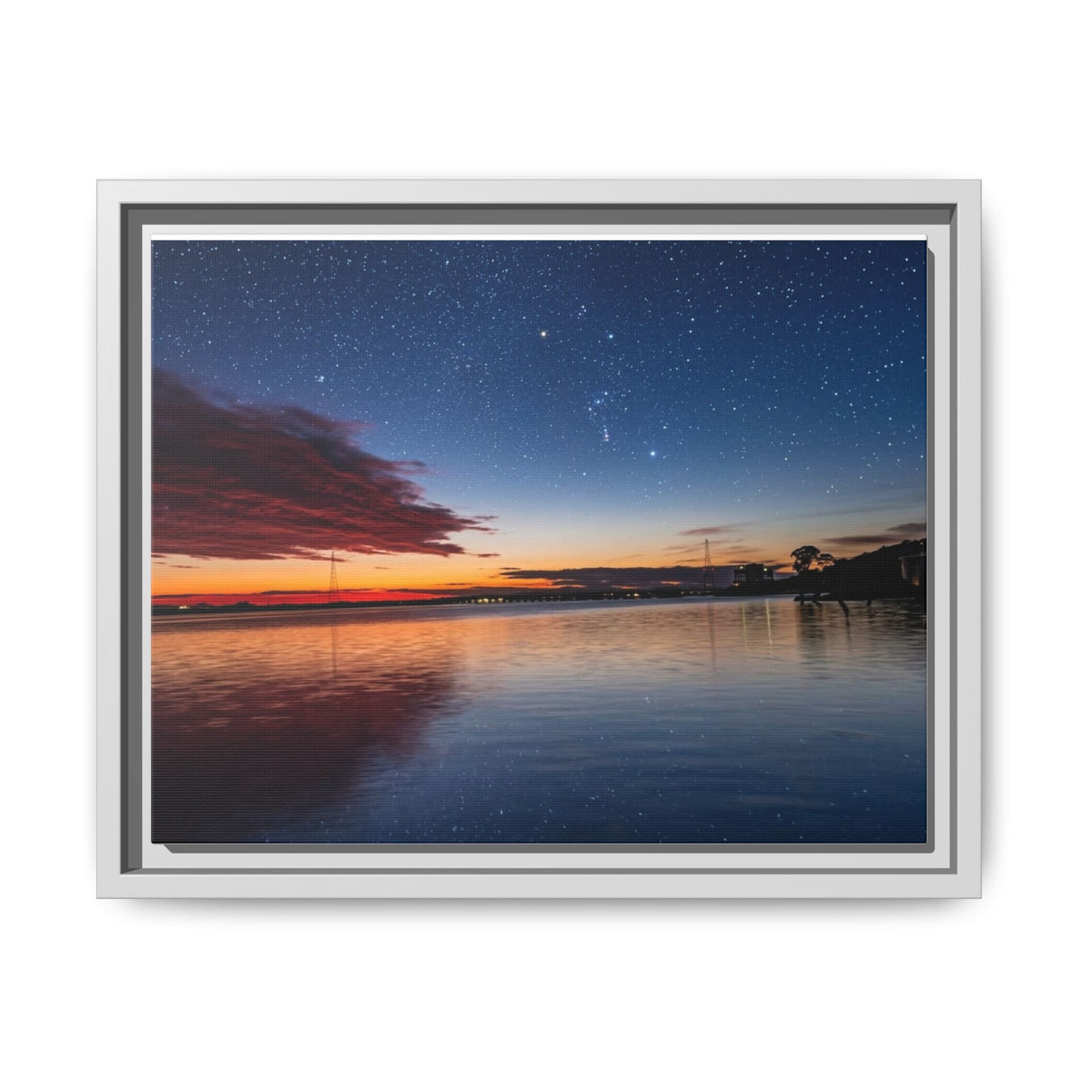 Sunset Lake — Framed Matte Canvas Print