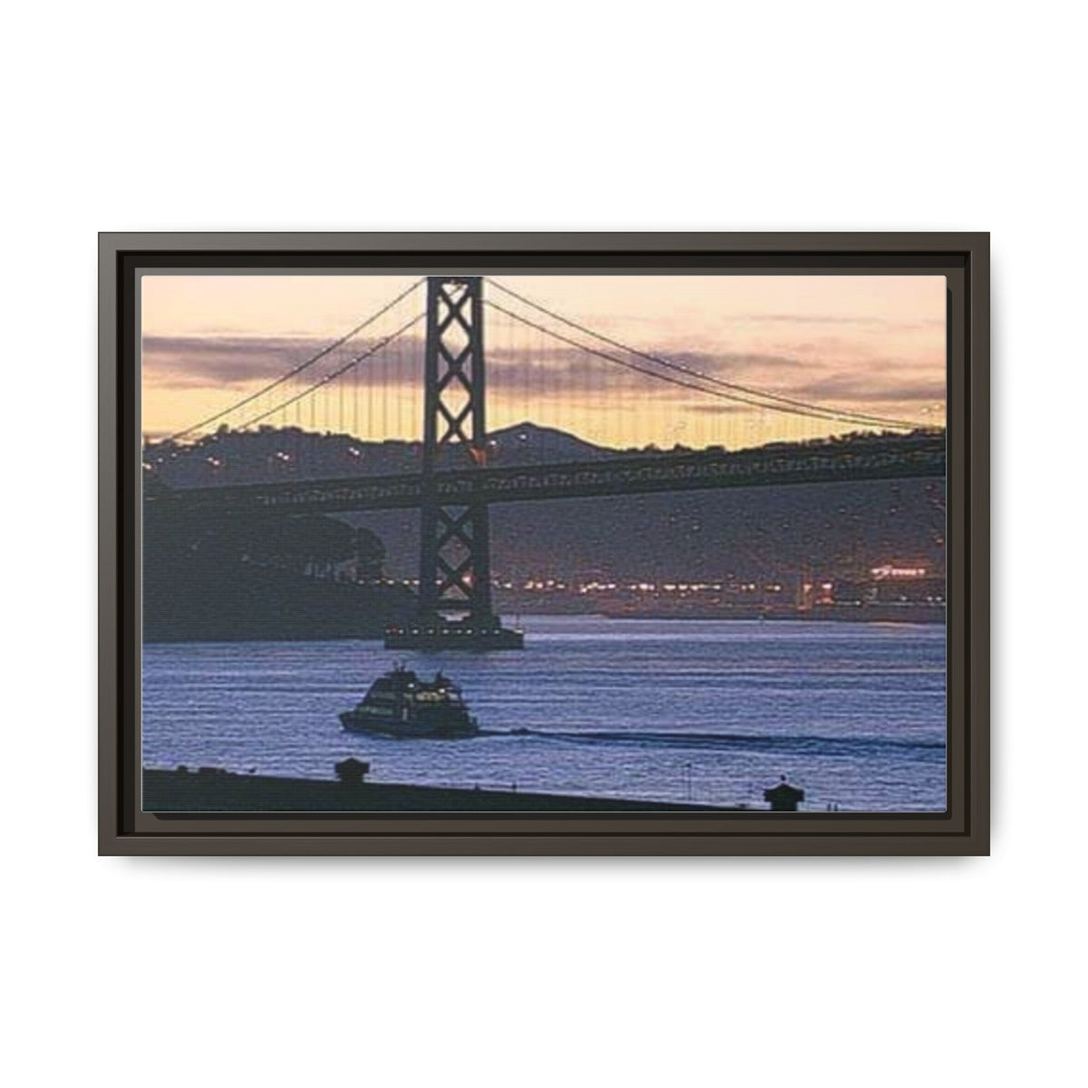 Bay Bridge Sunset — Framed Matte Canvas Print