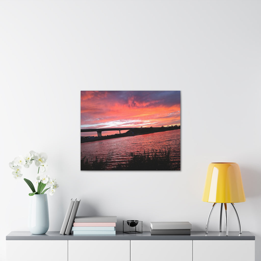 Sunset Bridge — Stretched Canvas Print