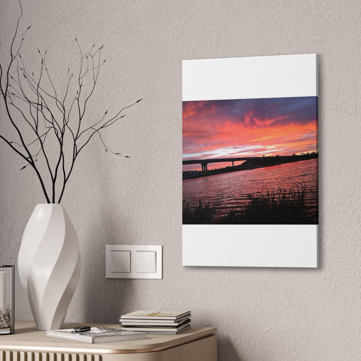 Sunset Bridge — Stretched Canvas Print