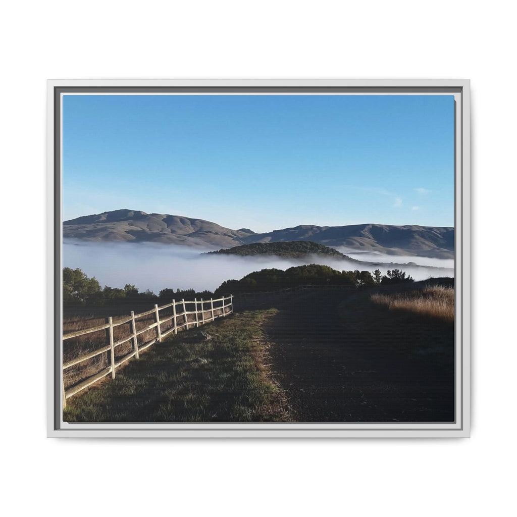 Coastal Fog Path — Framed Matte Canvas Print