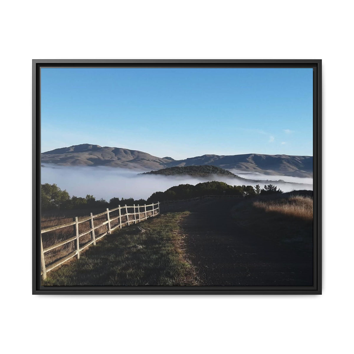 Coastal Fog Path — Framed Matte Canvas Print
