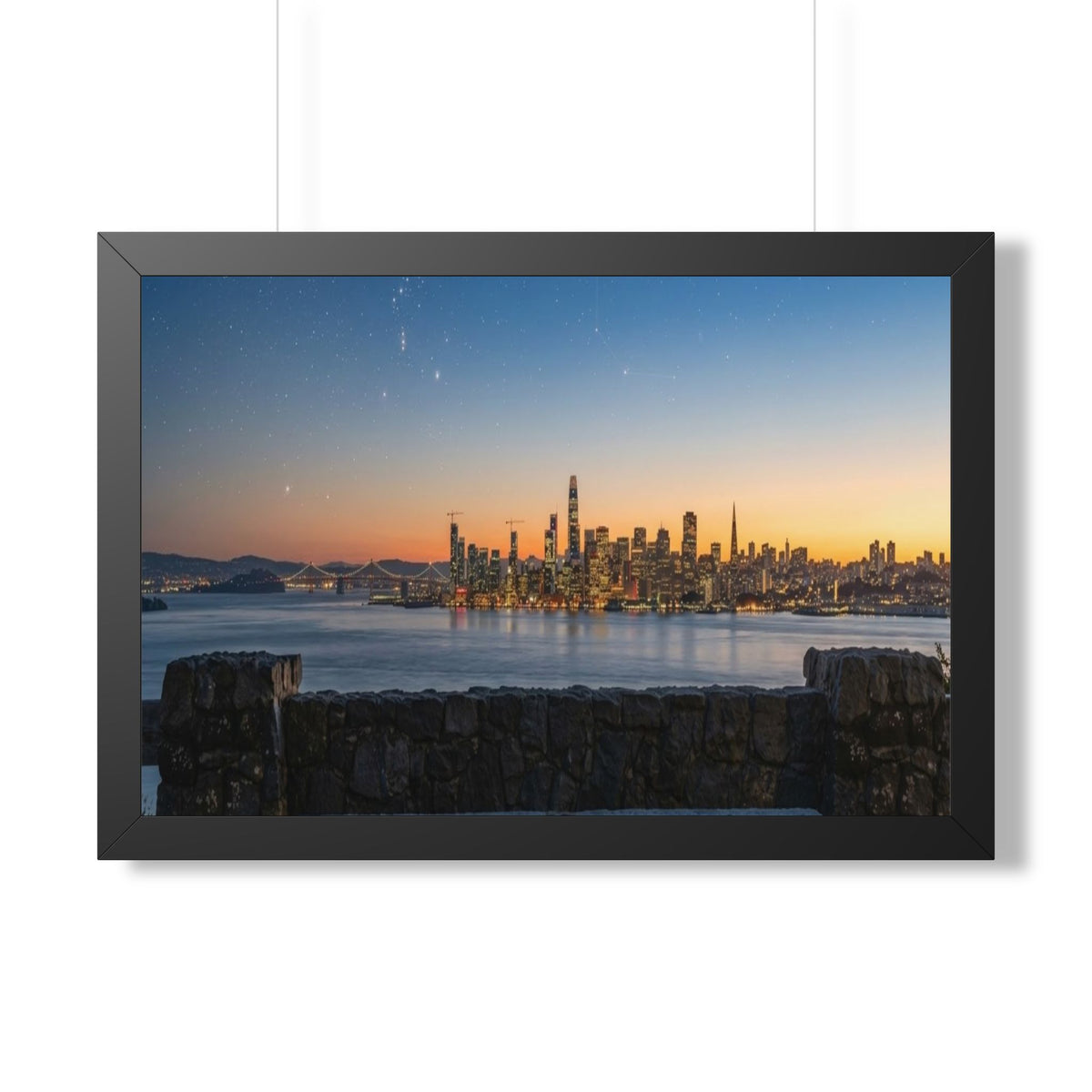 Sunset City Skyline — Framed Photo Poster