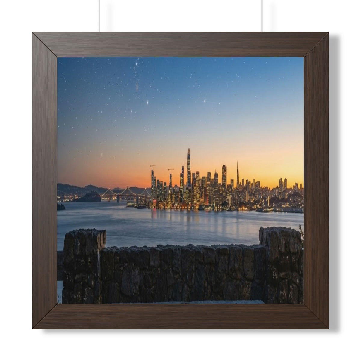 Sunset City Skyline — Framed Photo Poster