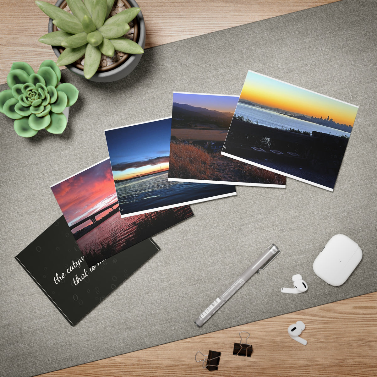 Sunset & Nature Photo Note Cards — 5-Pack with Envelopes