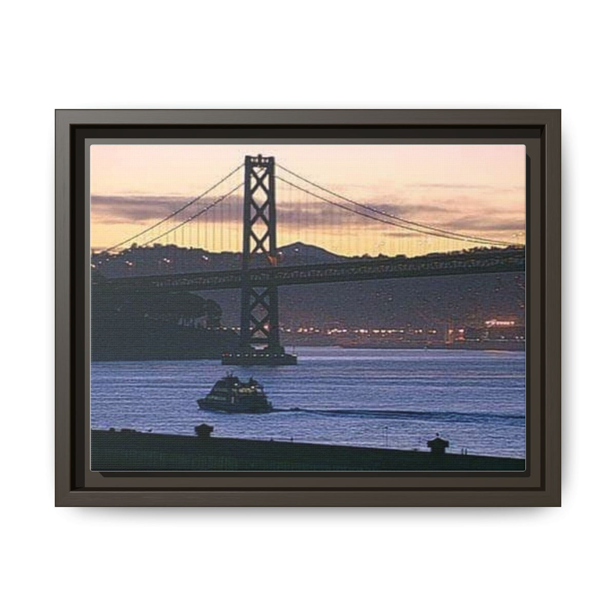 Bay Bridge sunset framed canvas wall art by Jenn Mallow