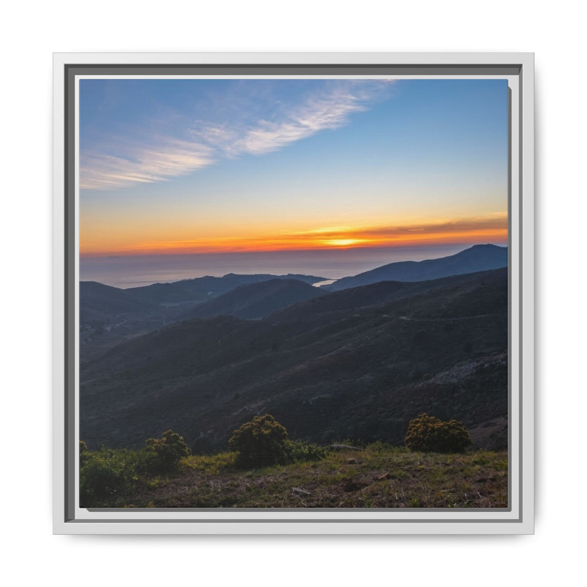 Sunset Mountain — Framed Matte Canvas Print