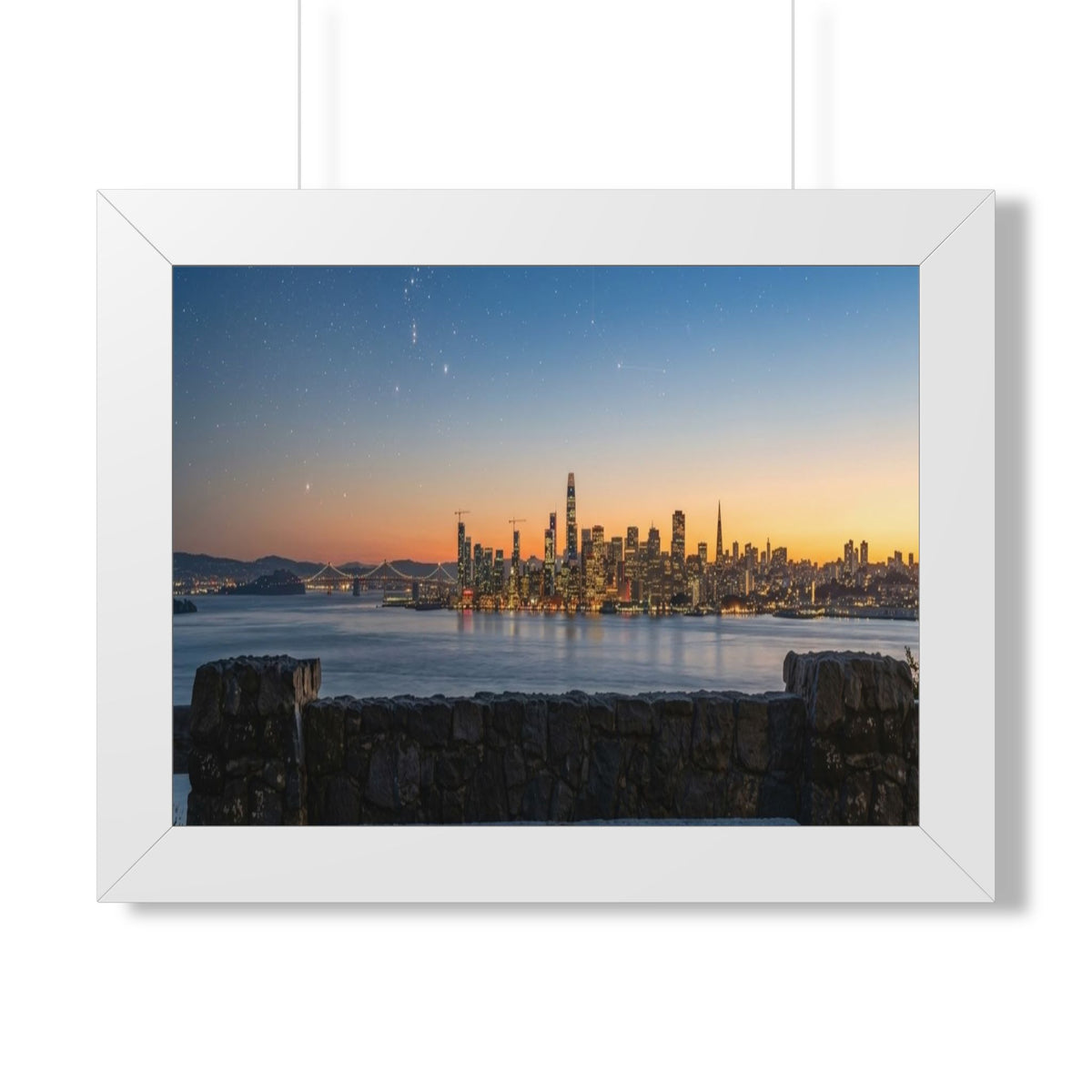 Sunset City Skyline — Framed Photo Poster