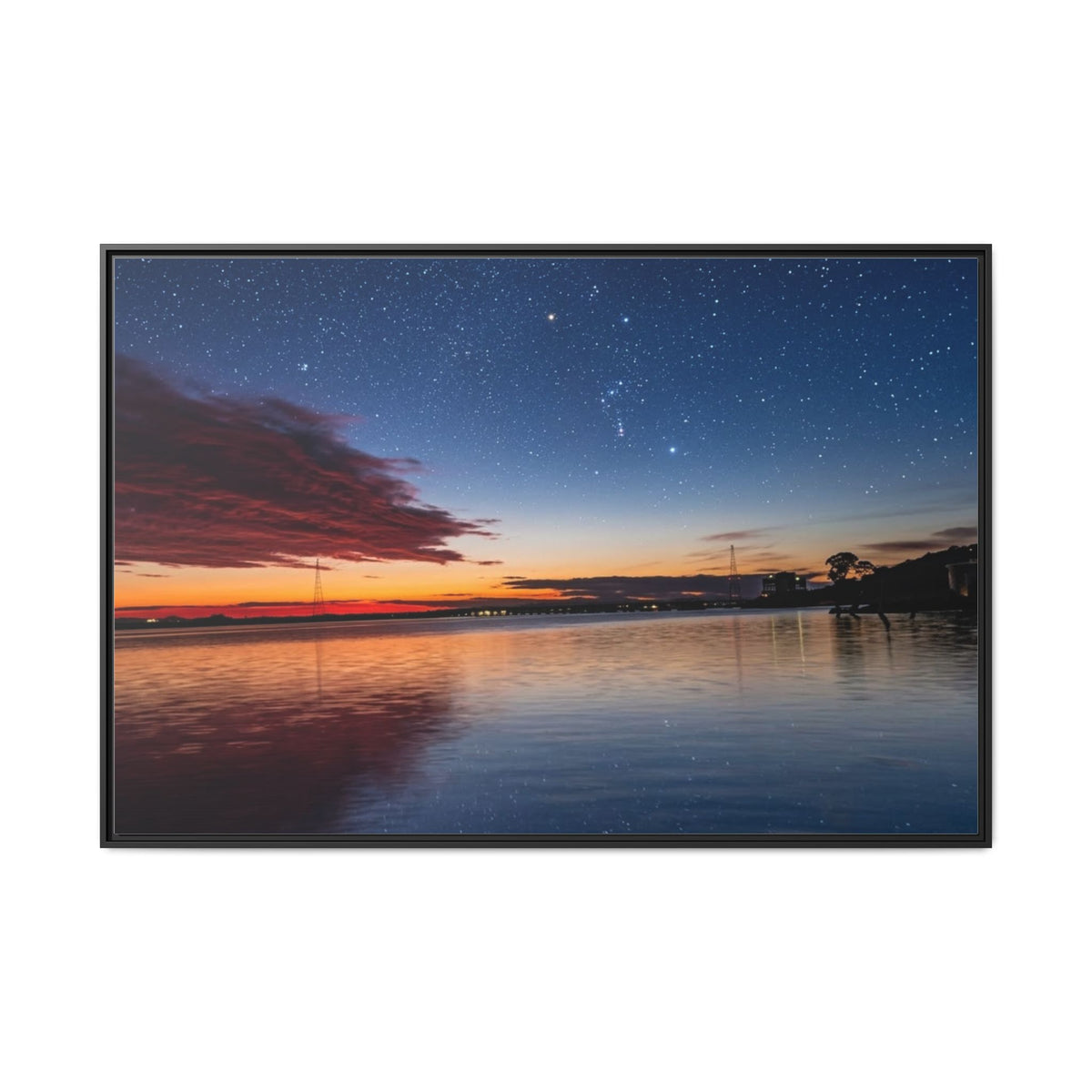 Sunset Lake — Framed Matte Canvas Print