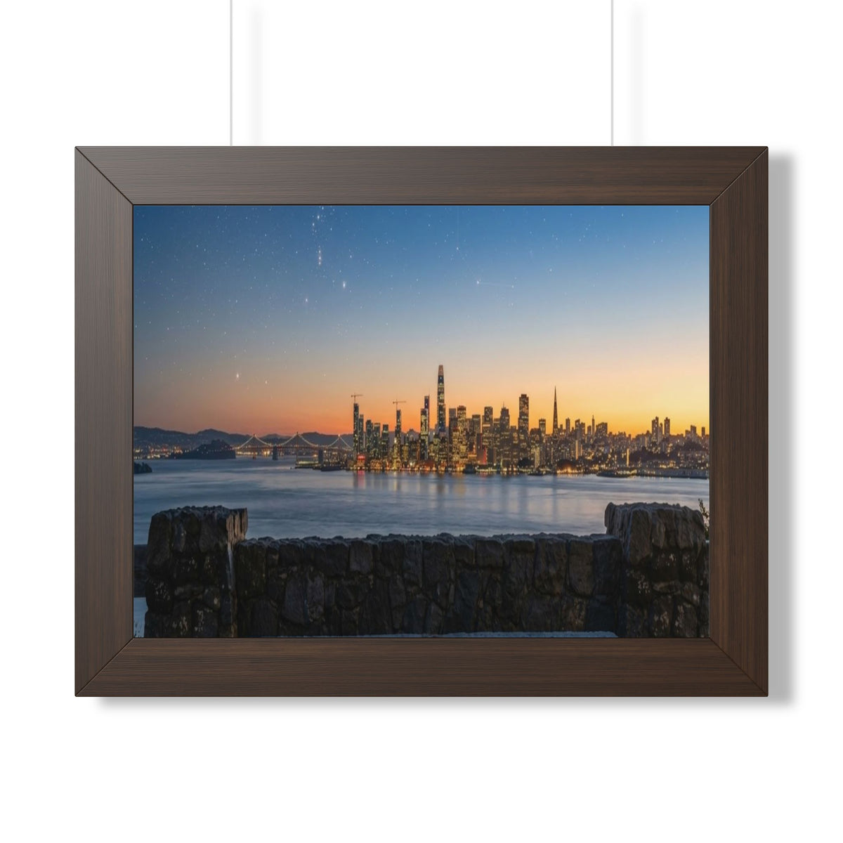 Sunset City Skyline — Framed Photo Poster
