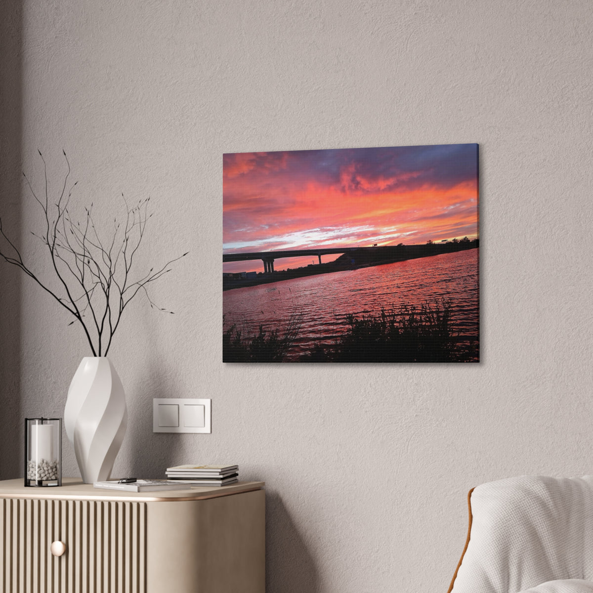 Sunset Bridge — Stretched Canvas Print