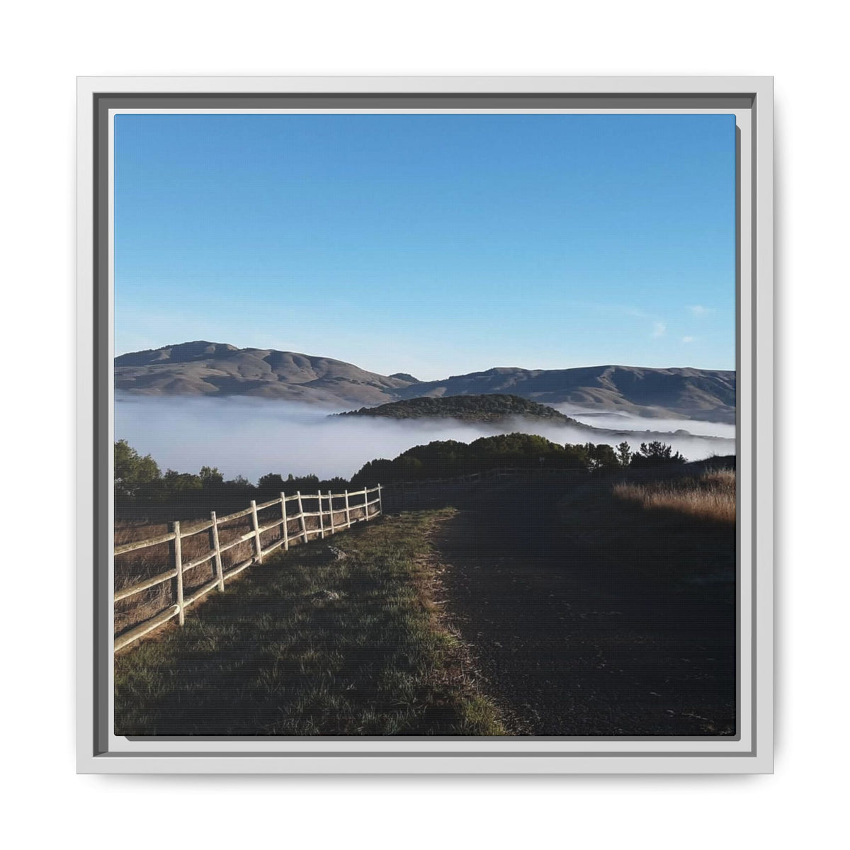 Coastal Fog Path — Framed Matte Canvas Print