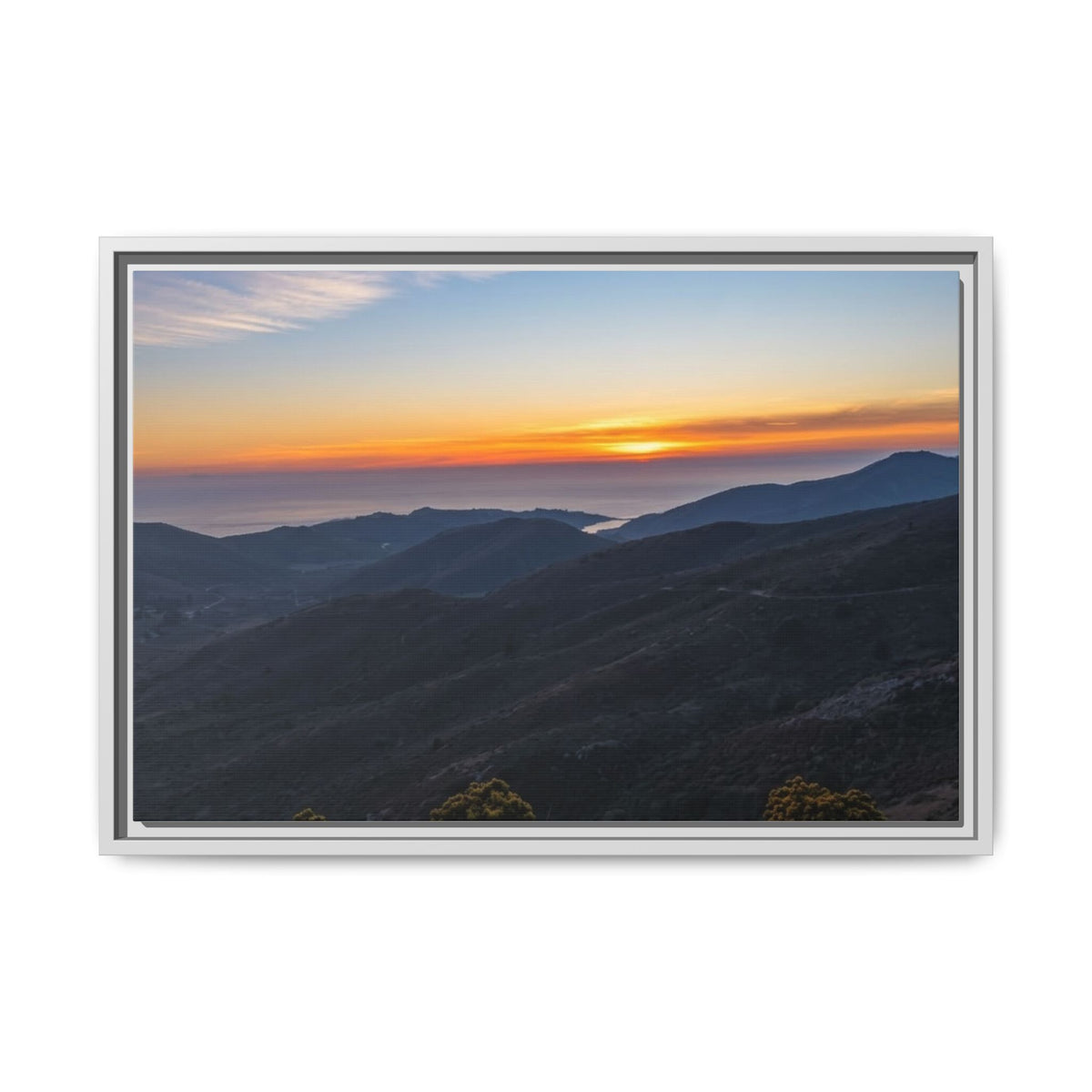 Sunset Mountain — Framed Matte Canvas Print