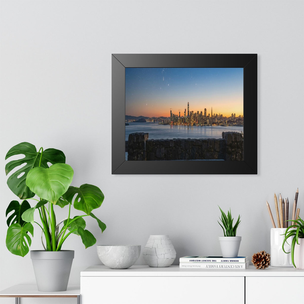 Sunset City Skyline — Framed Photo Poster