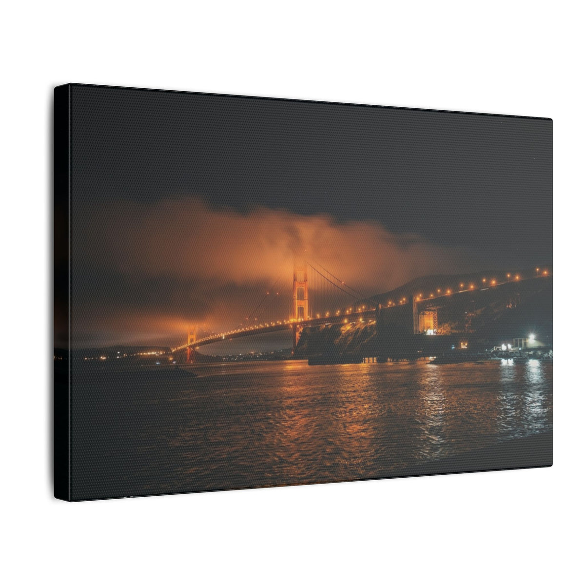 Golden Fog — Golden Gate Bridge Night Canvas Print