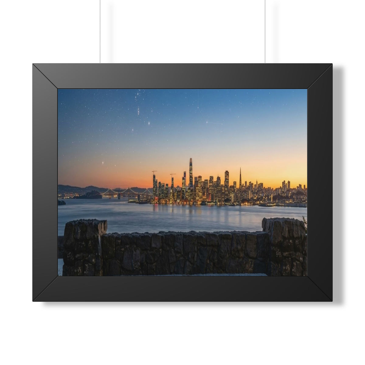 Sunset City Skyline — Framed Photo Poster