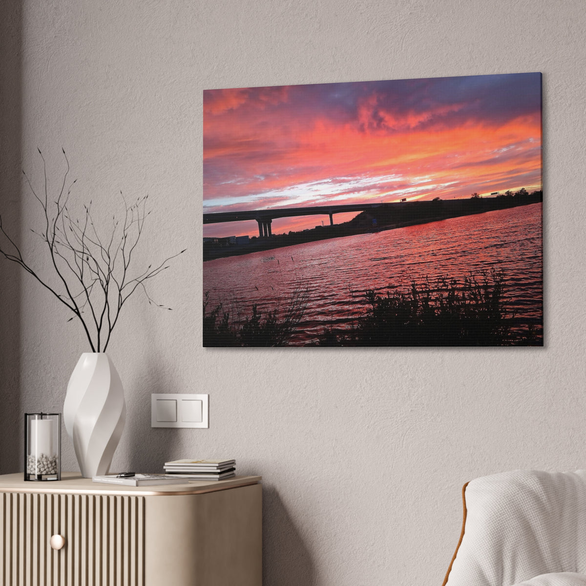 Sunset Bridge — Stretched Canvas Print