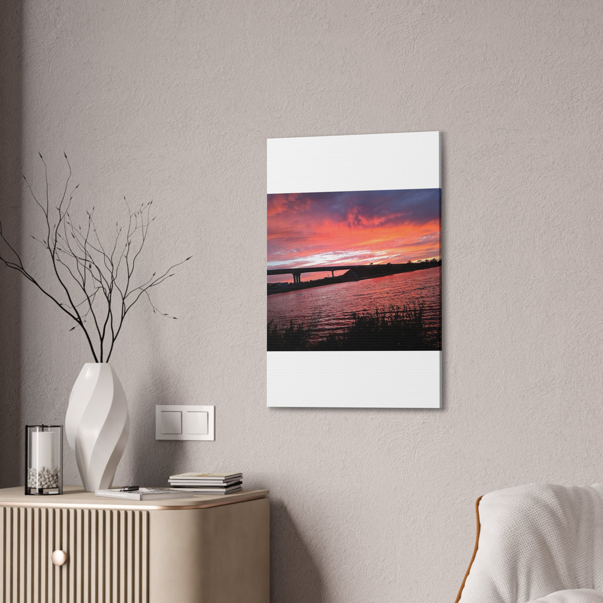 Sunset Bridge — Stretched Canvas Print
