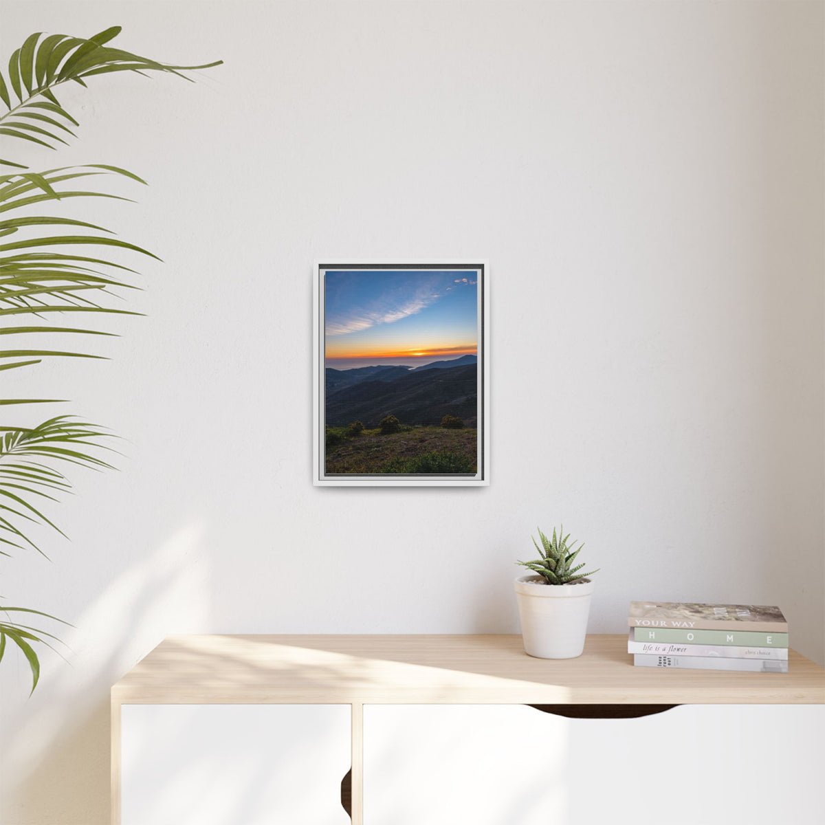 Sunset Mountain — Framed Matte Canvas Print