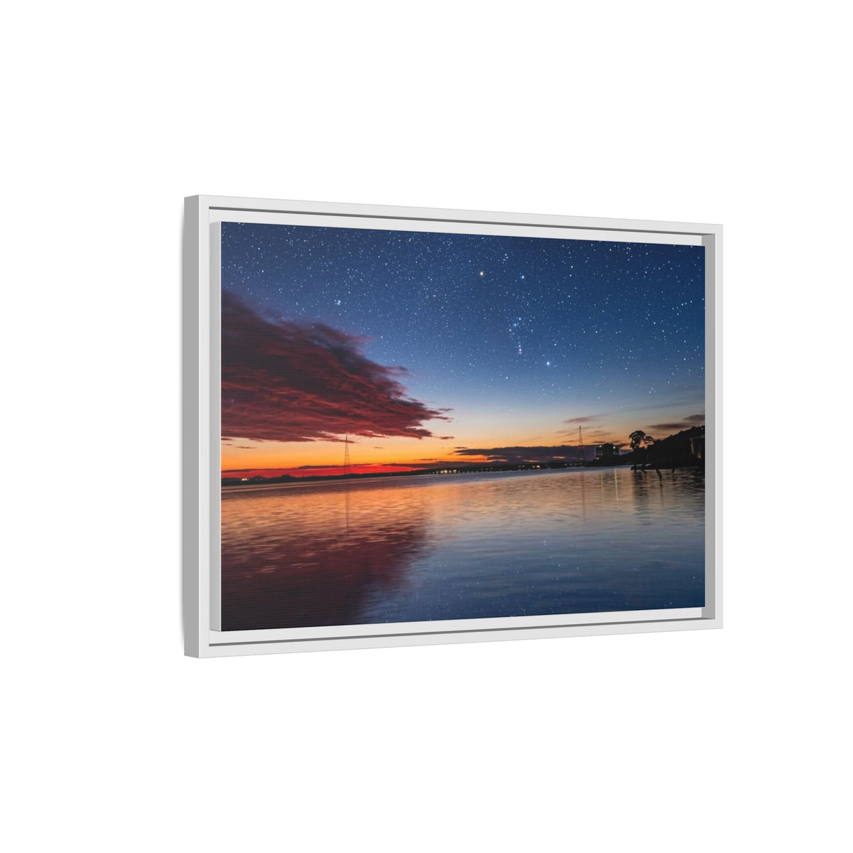 Sunset Lake — Framed Matte Canvas Print