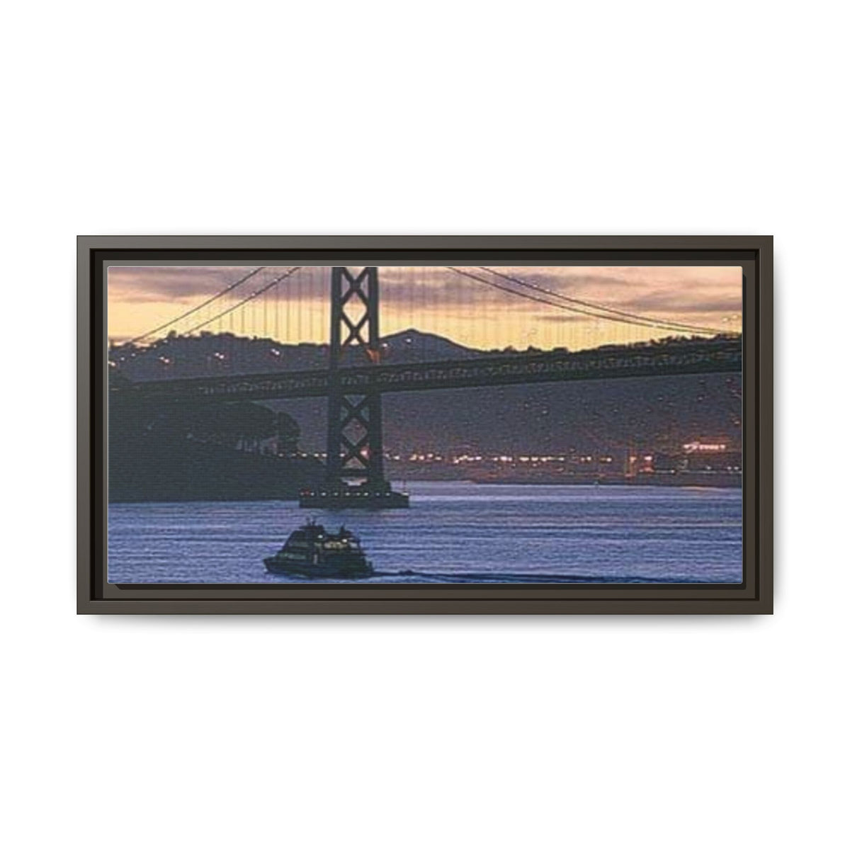 Bay Bridge Sunset — Framed Matte Canvas Print