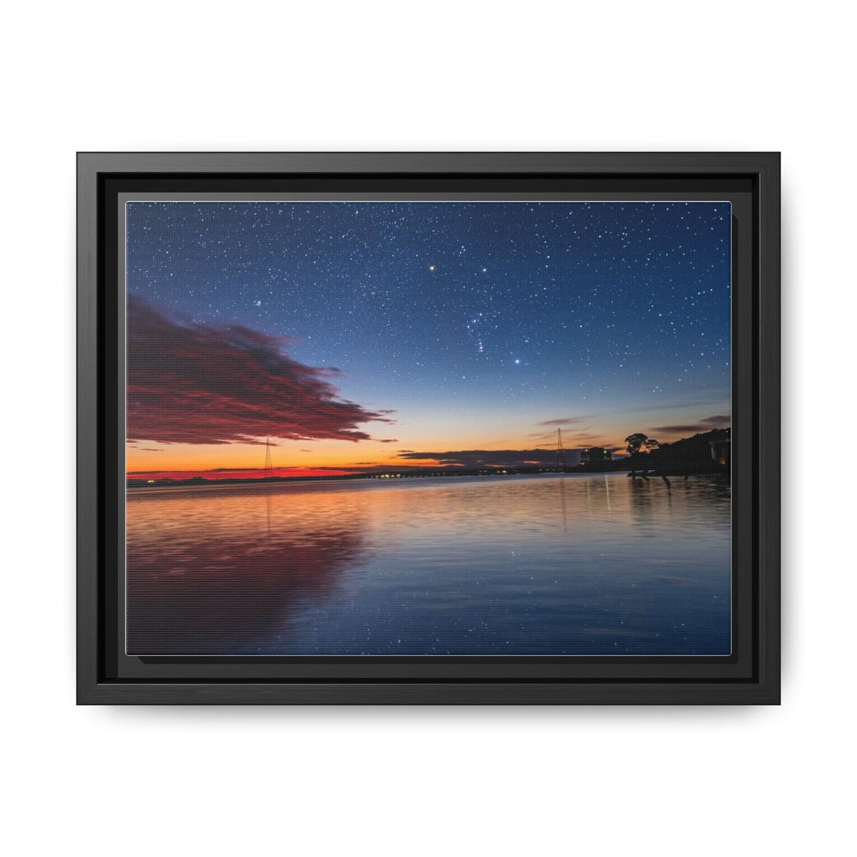 Sunset Lake — Framed Matte Canvas Print
