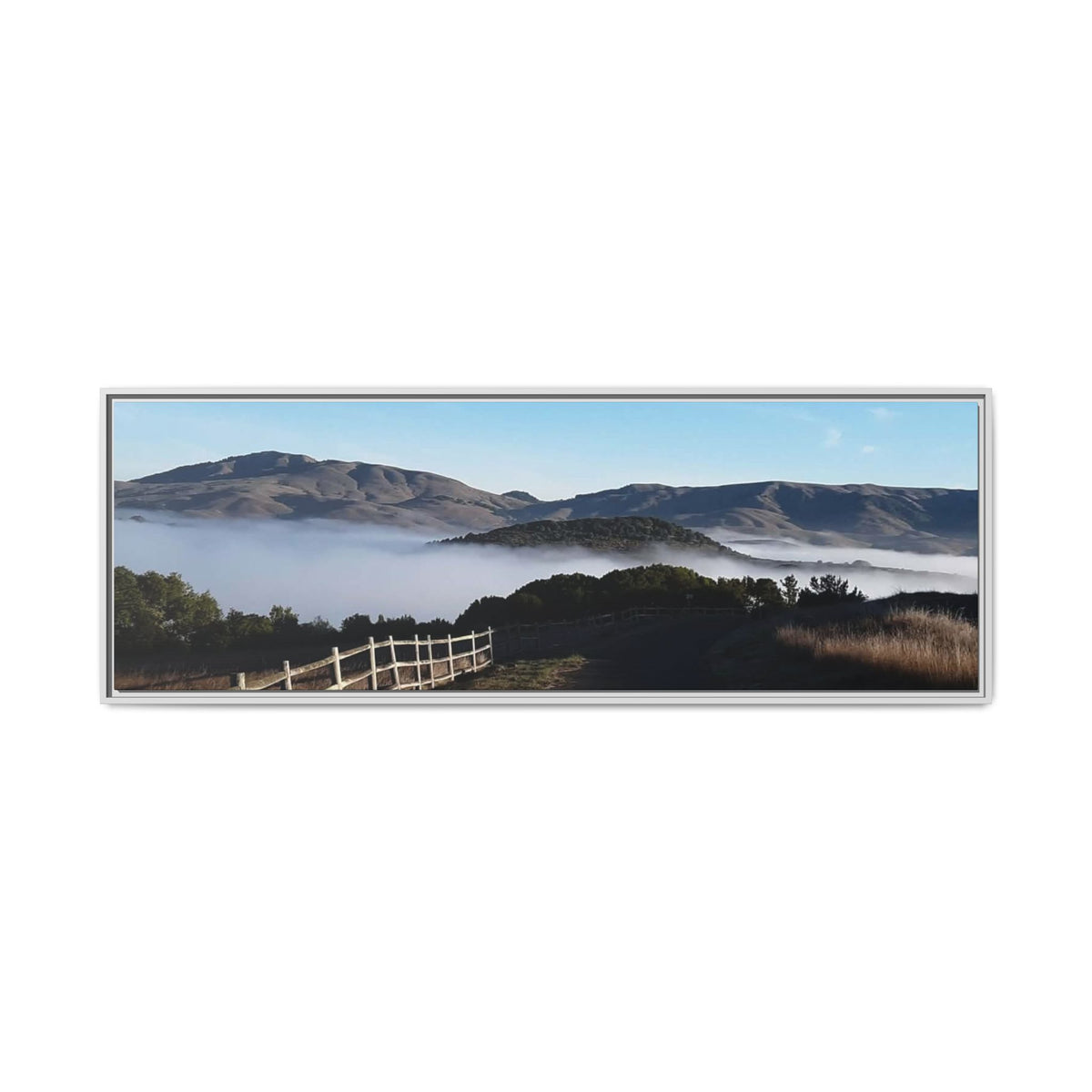 Coastal Fog Path — Framed Matte Canvas Print