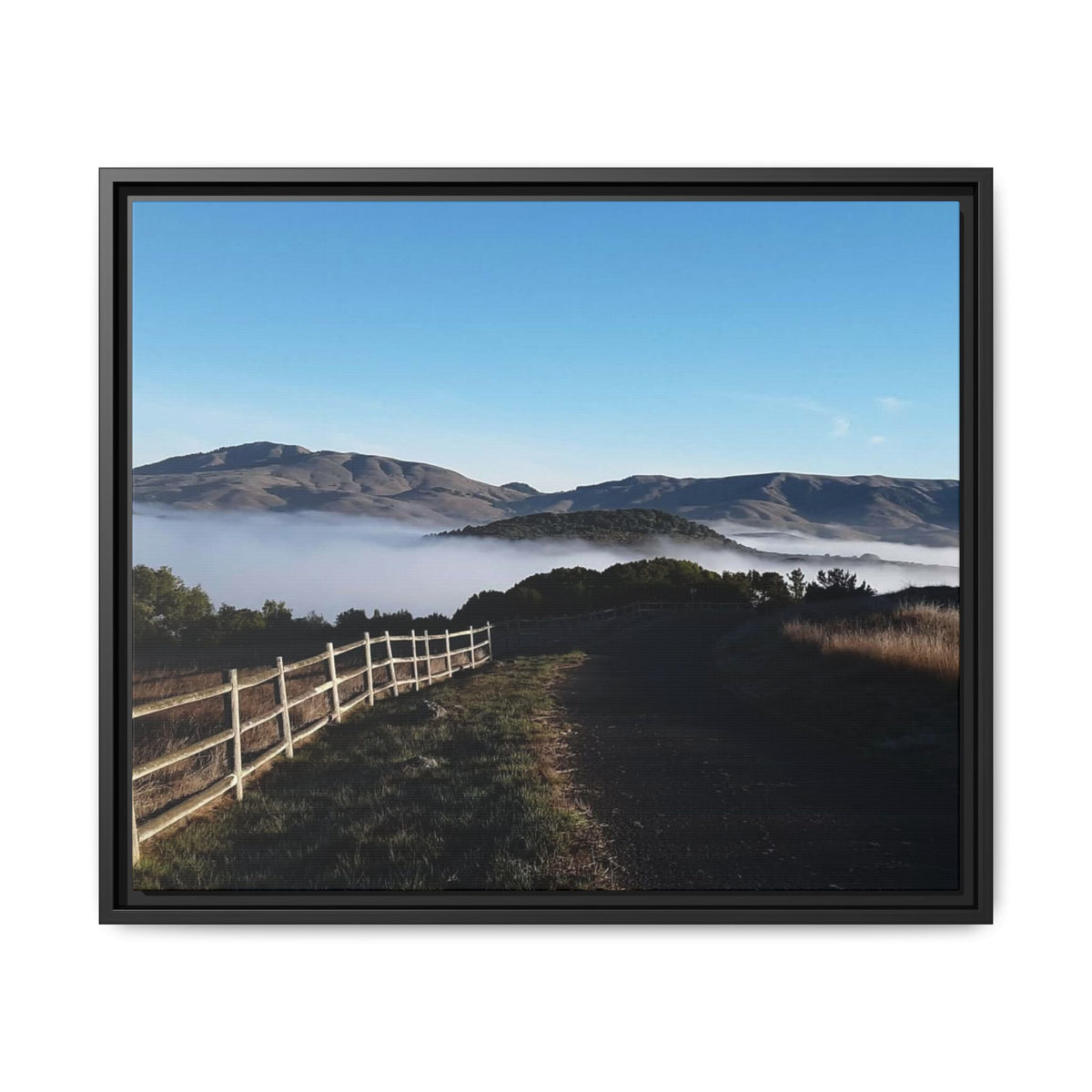 Coastal Fog Path — Framed Matte Canvas Print
