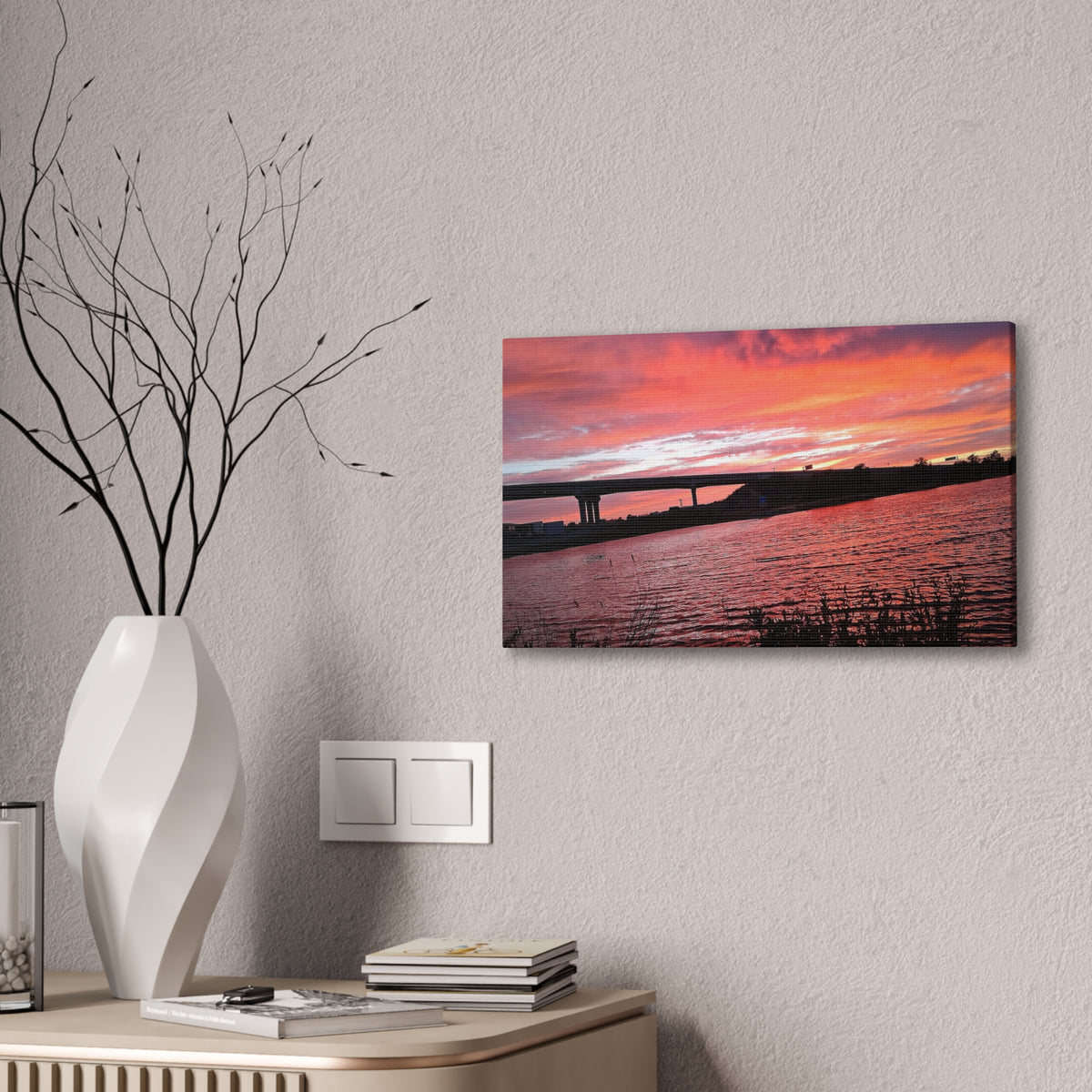 Sunset Bridge — Stretched Canvas Print