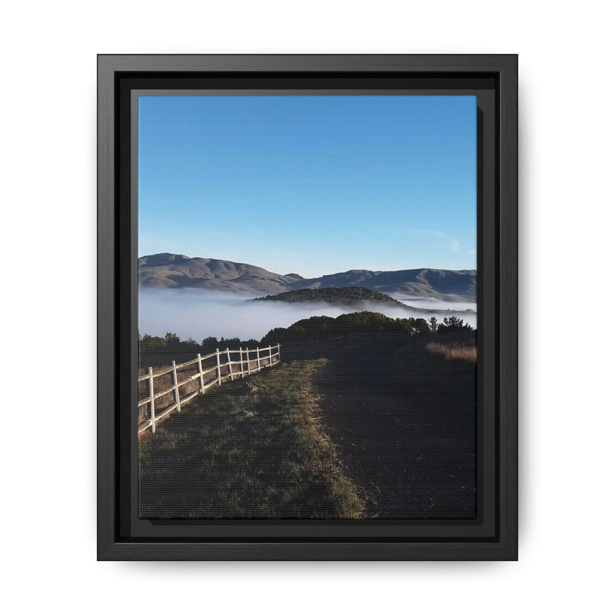 Coastal Fog Path — Framed Matte Canvas Print