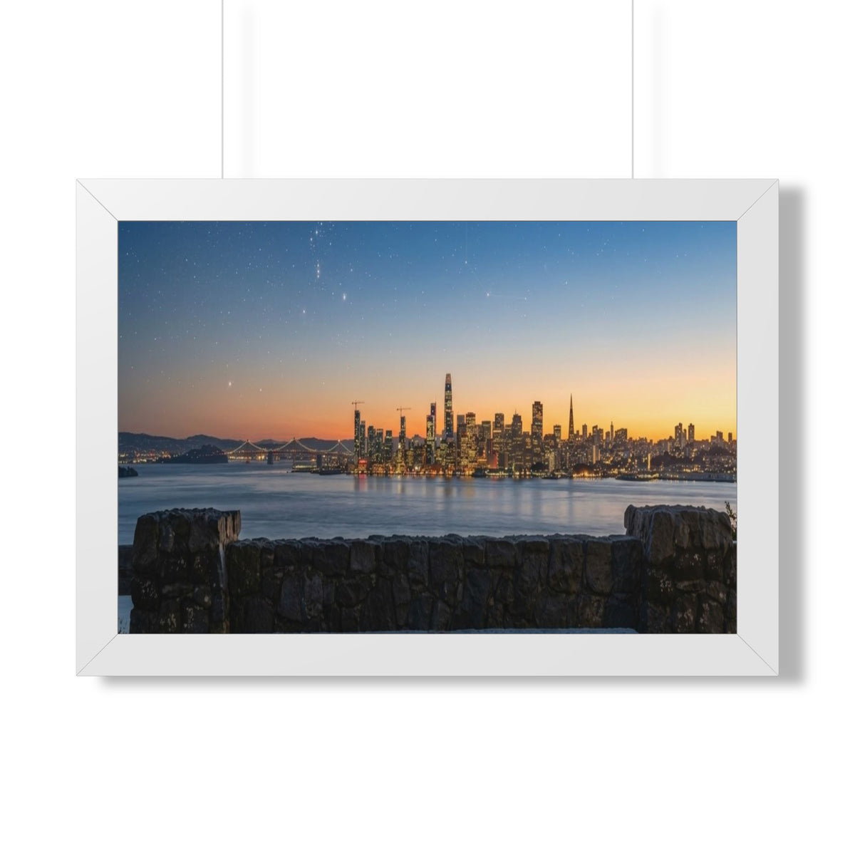 Sunset City Skyline — Framed Photo Poster