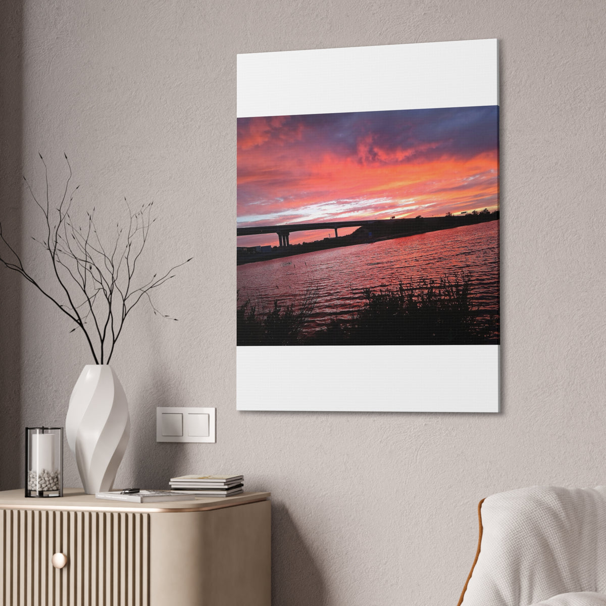 Sunset Bridge — Stretched Canvas Print