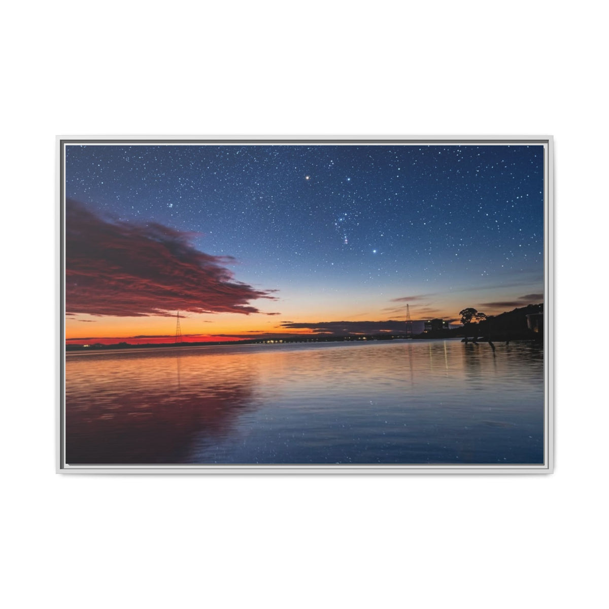 Sunset Lake — Framed Matte Canvas Print