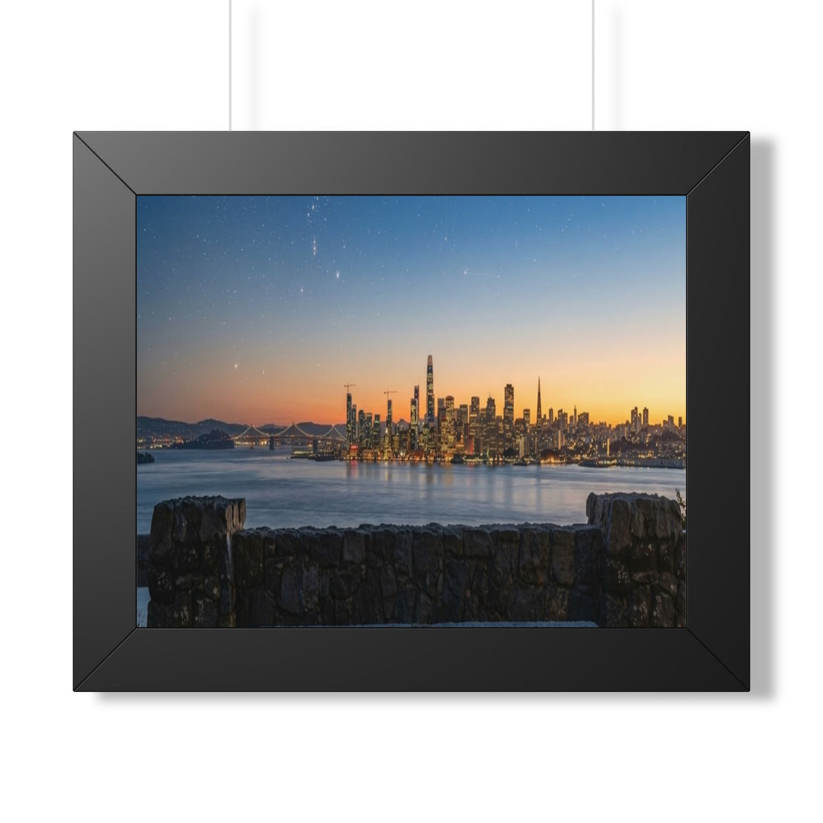 Sunset City Skyline — Framed Photo Poster