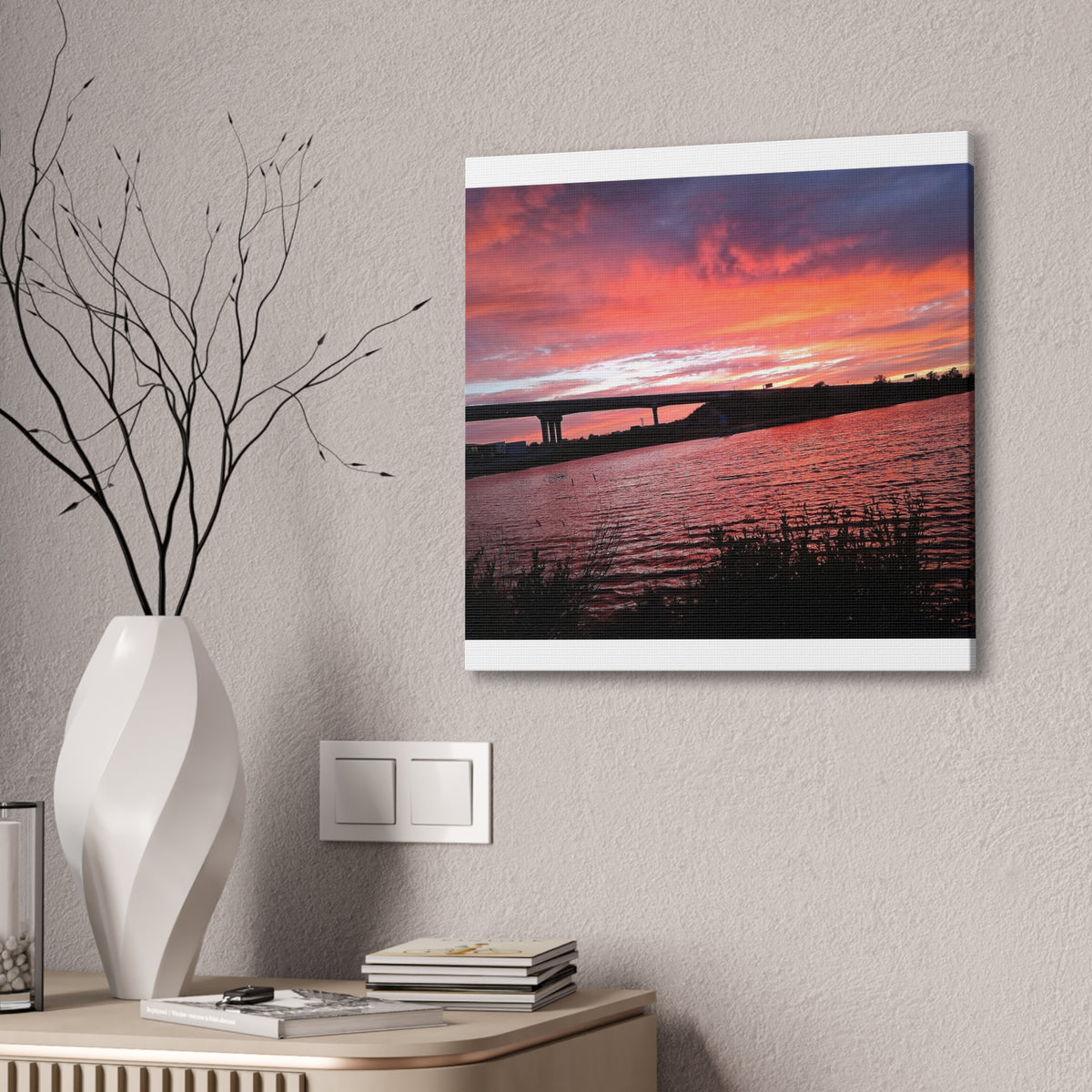 Sunset Bridge — Stretched Canvas Print