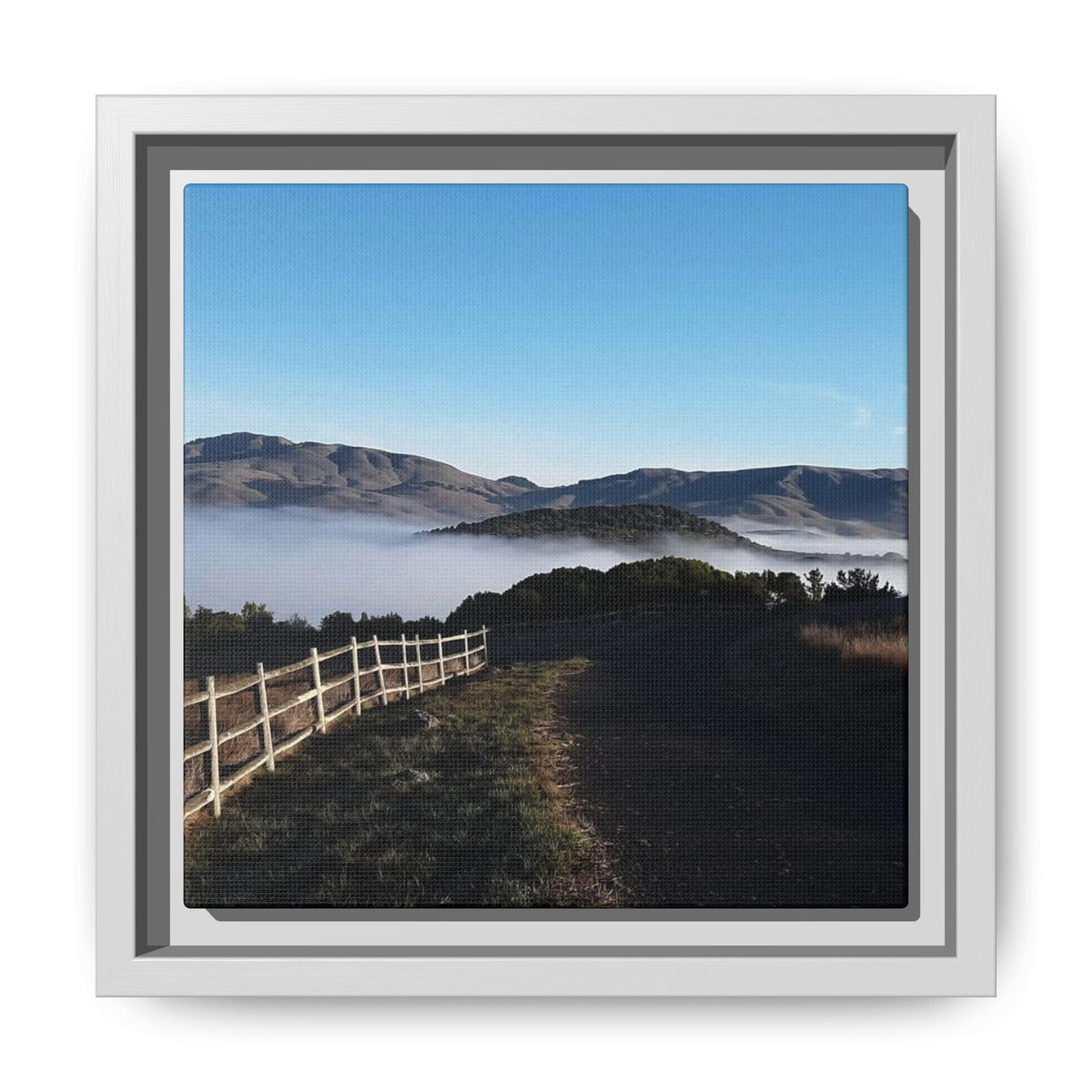 Coastal Fog Path — Framed Matte Canvas Print
