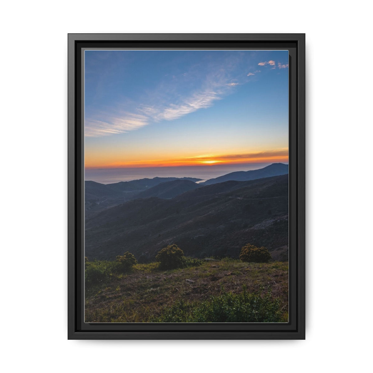 Sunset Mountain — Framed Matte Canvas Print